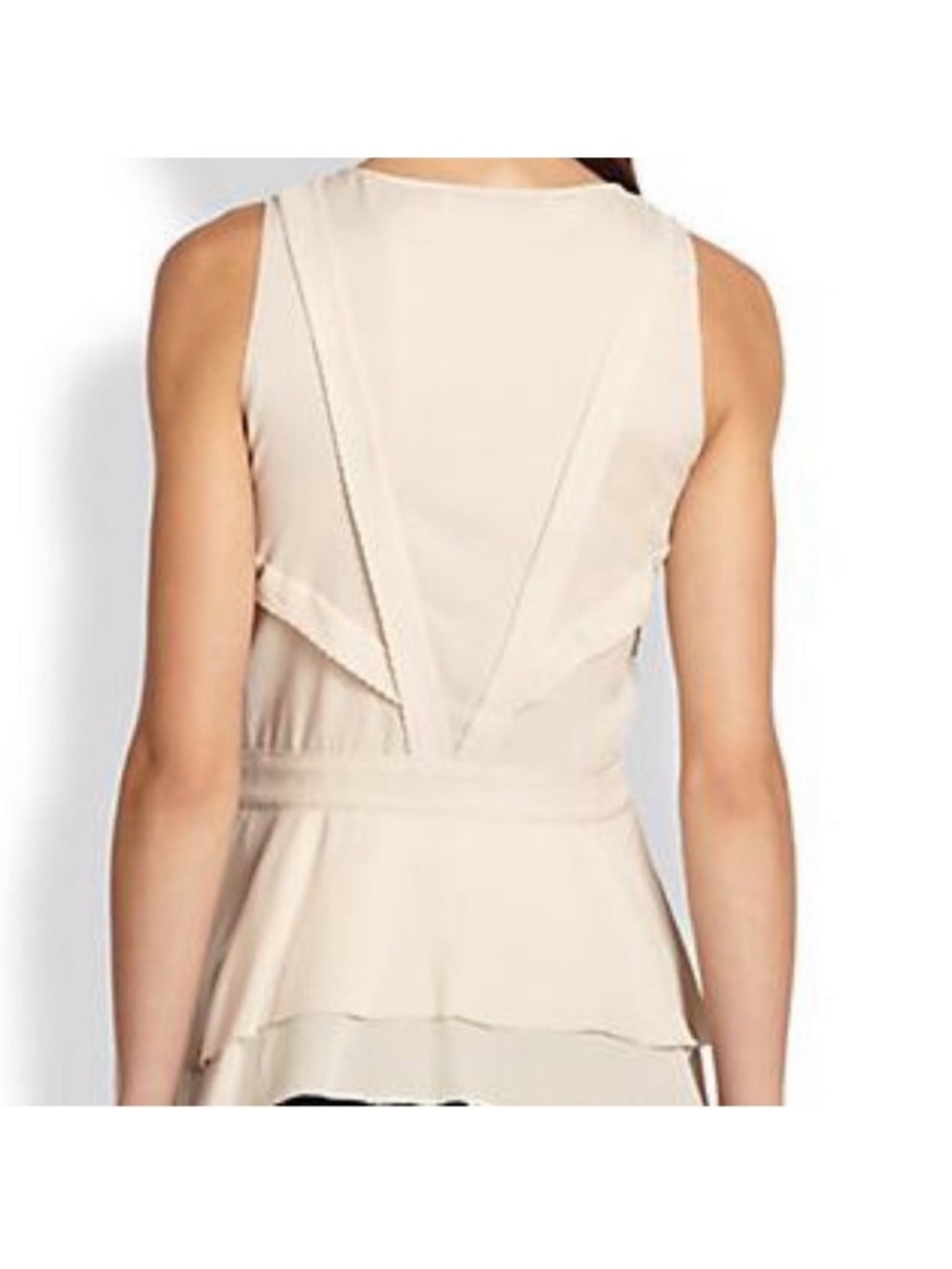Diane Von Furstenberg Talisha Silk Ecru Peplum Top Size 4 - Picture 3 of 10